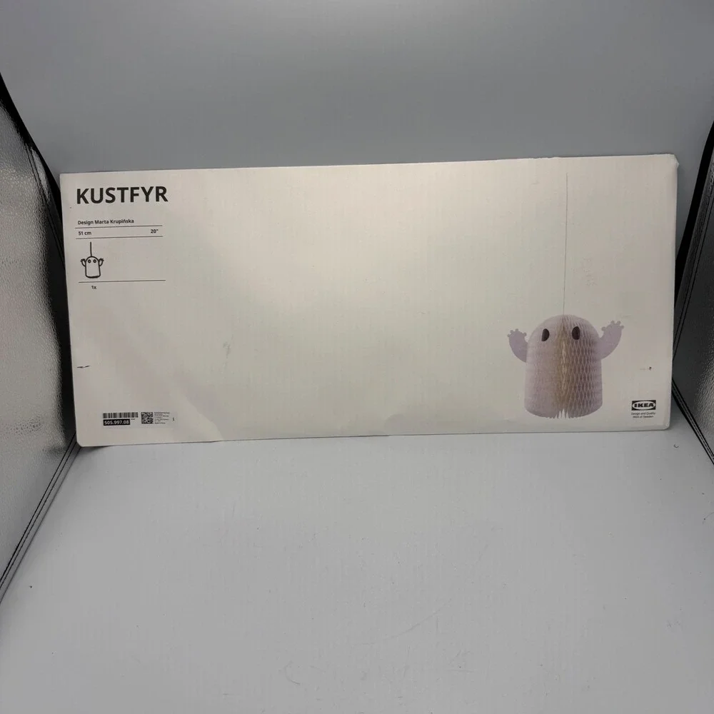 IKEA KUSTFYR Ghost Pendant Lamp Shade White 20 inch Marta Krupinska Halloween